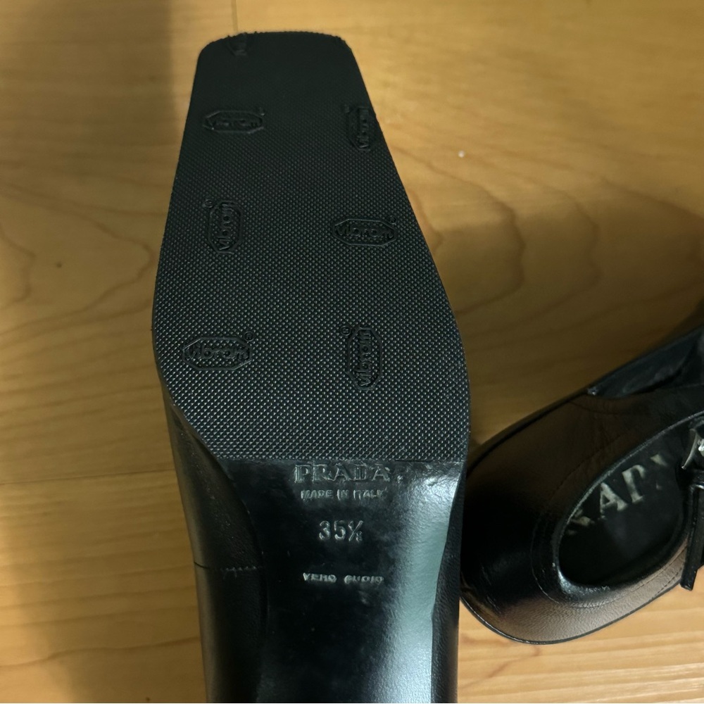 Prada Black Square Toe Heels Vintage Size 35.5 / US 5.5 - Picture 6 of 9